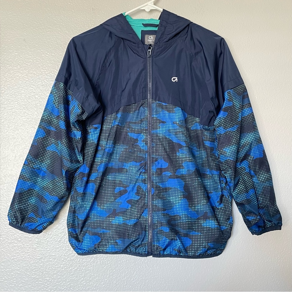 GapFit Boys Elysian Blue Hooded Lightweight Windbreaker Size Large